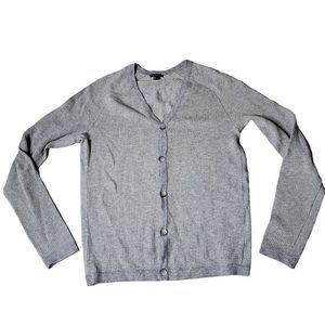 Theory Alec Introspect grey knit button front v neck cardigan